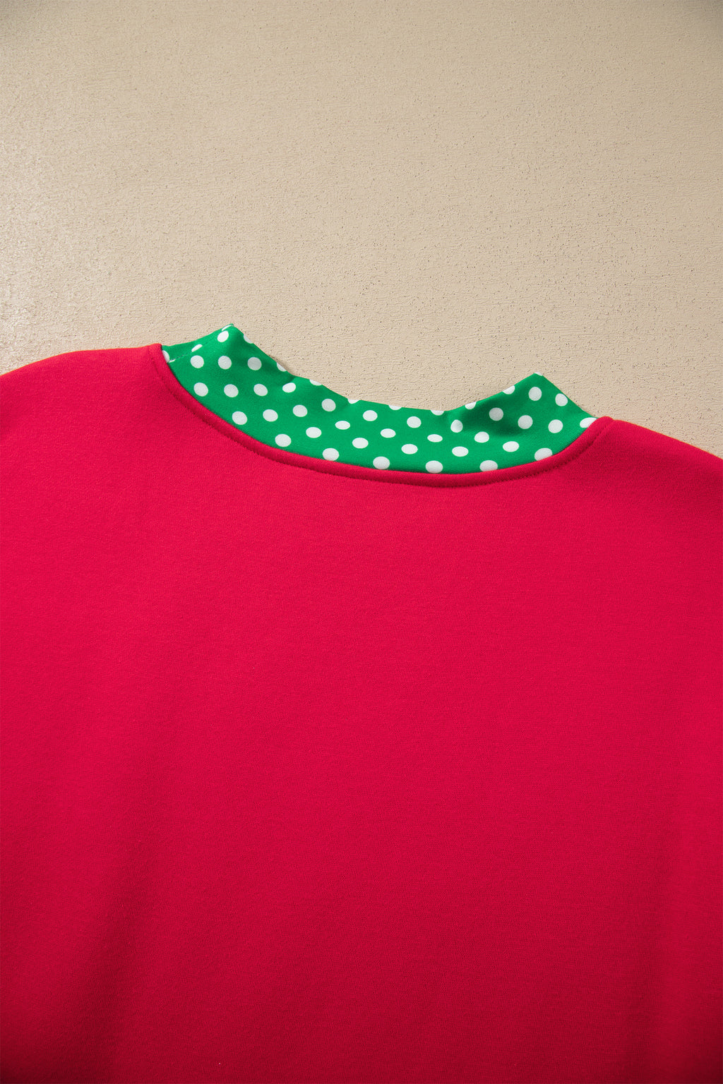 Pink Colorblock Polka Dot Contrast Trim Oversized Sweatshirt