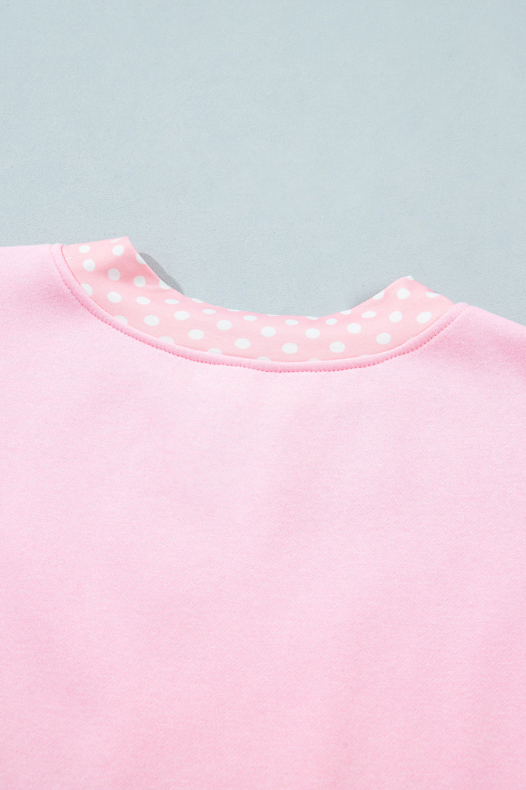 Pink Colorblock Polka Dot Contrast Trim Oversized Sweatshirt