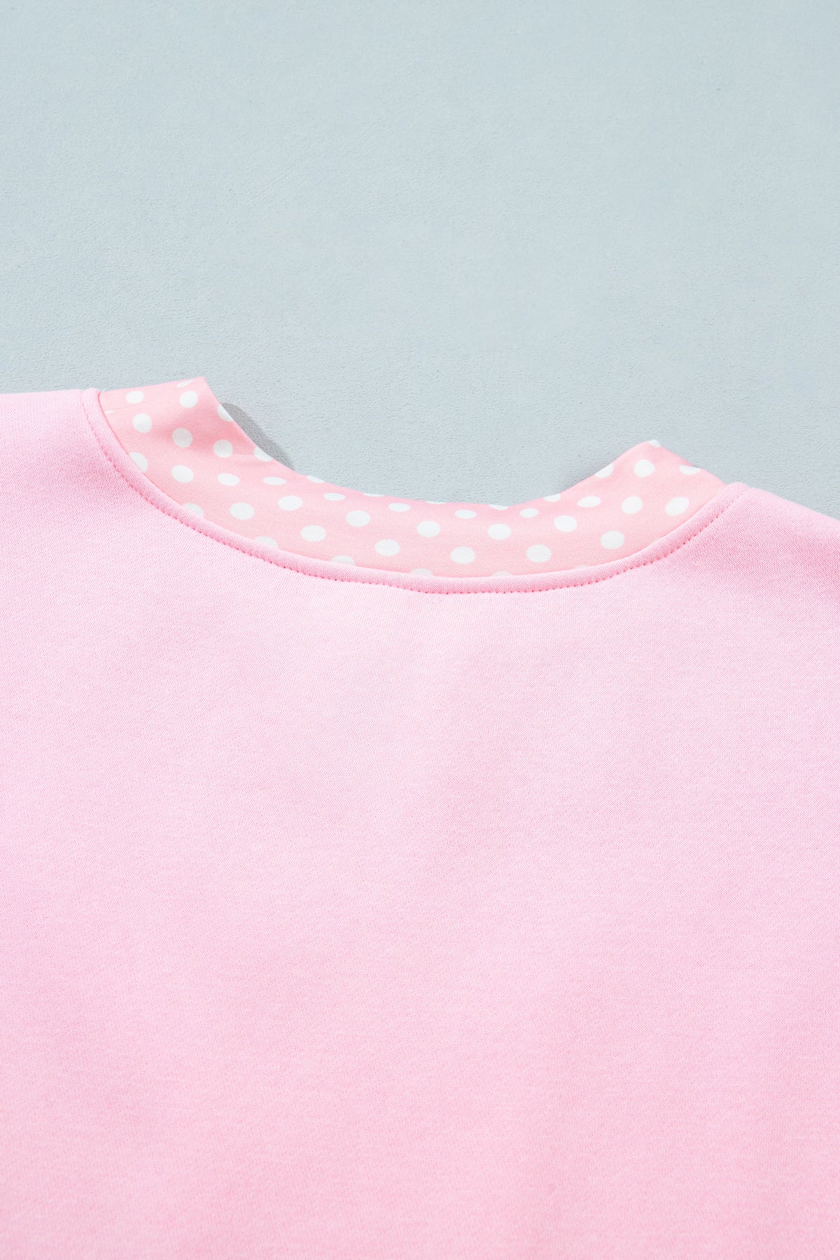 Pink Colorblock Polka Dot Contrast Trim Oversized Sweatshirt