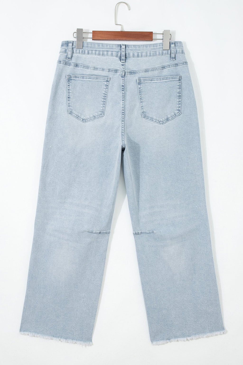 Beau Blue Sequin Detail Patched Rugby Pattern Raw Hem Shift Jeans