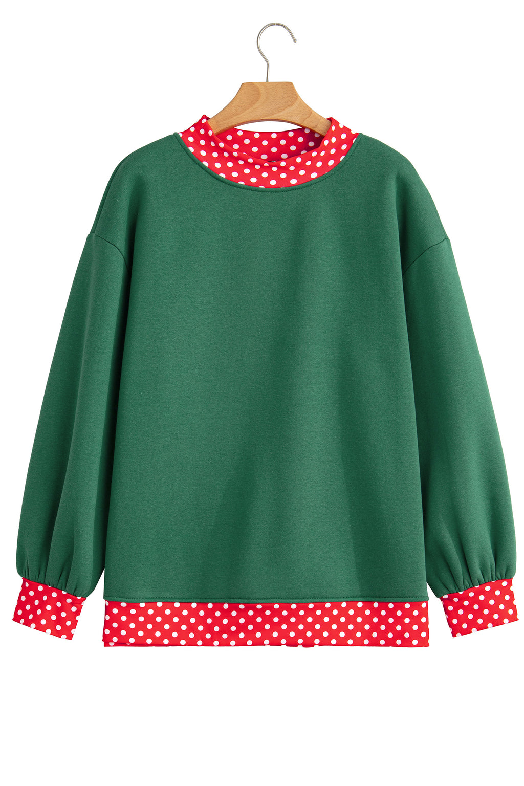 Pink Colorblock Polka Dot Contrast Trim Oversized Sweatshirt