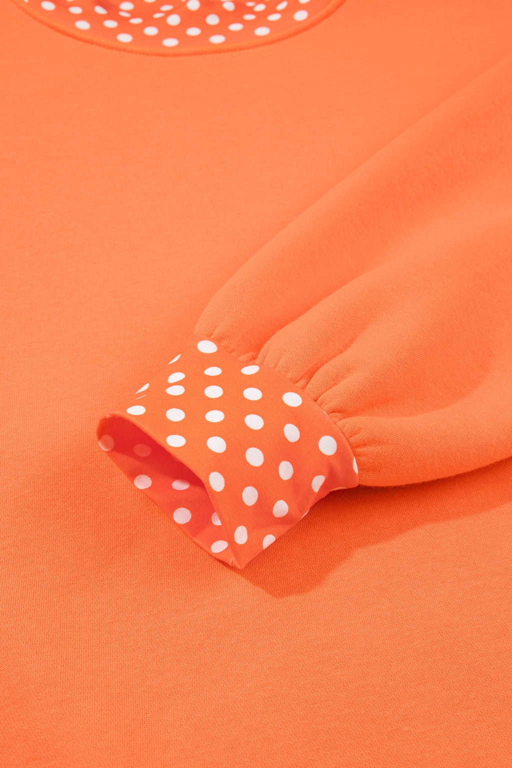 Pink Colorblock Polka Dot Contrast Trim Oversized Sweatshirt
