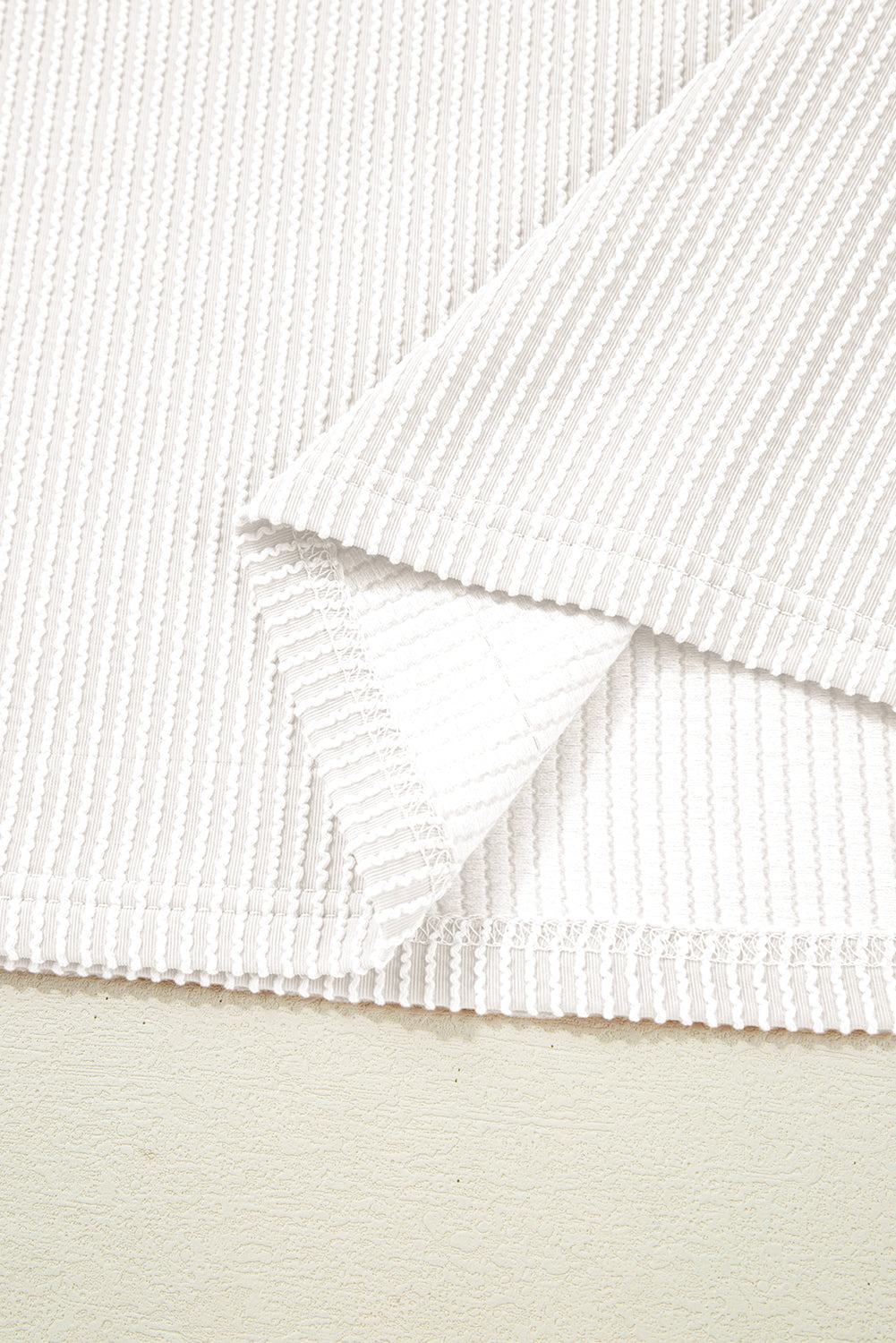 White Corded Colorblock Crewneck Tee