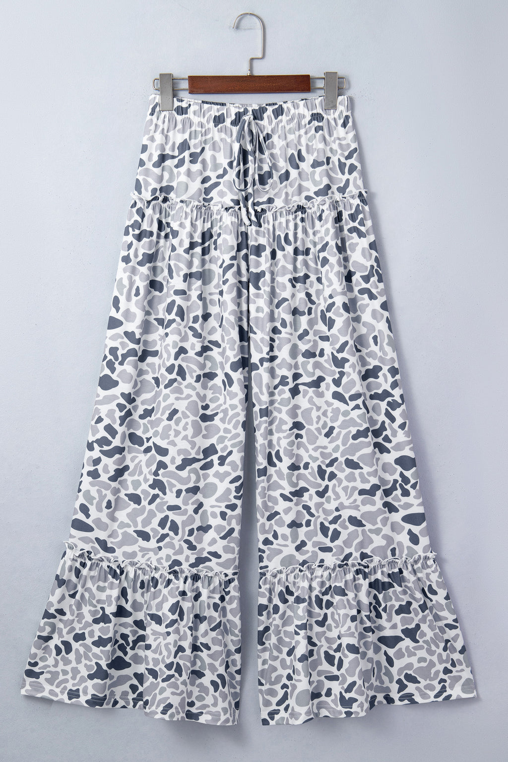 Multicolour Camo Print Wide Leg Casual Pants