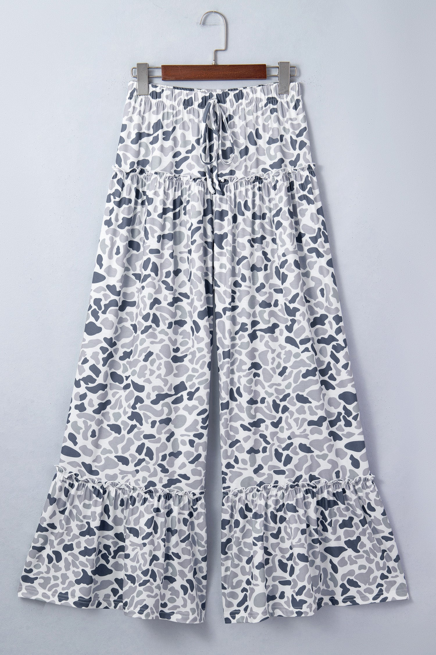 Multicolour Camo Print Wide Leg Casual Pants