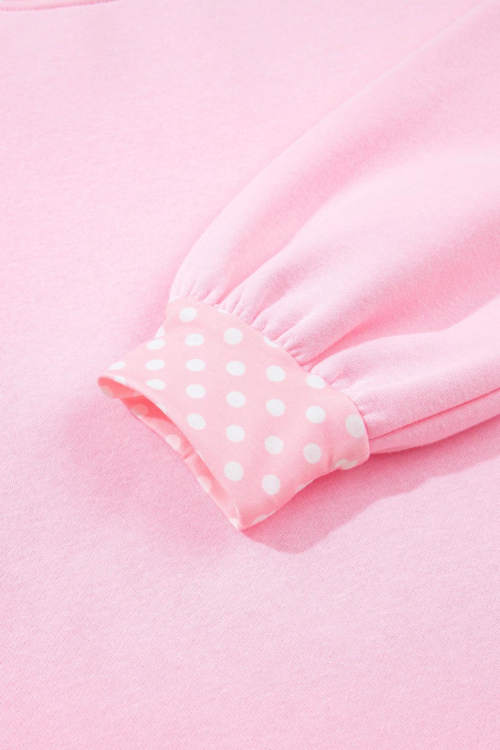 Pink Colorblock Polka Dot Contrast Trim Oversized Sweatshirt