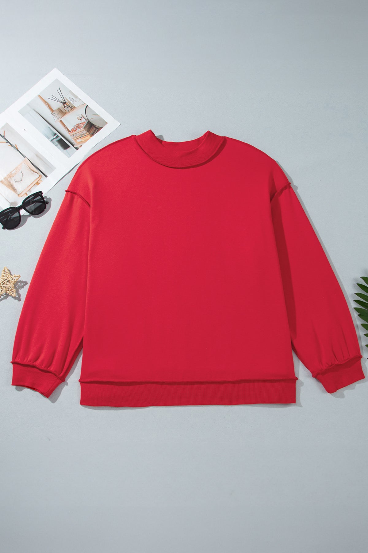 Light Grey Exposed Seam Detail Reversible Double Wear Plus Size Sweatshirt