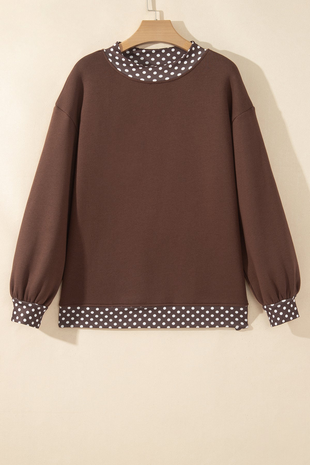 Pink Colorblock Polka Dot Contrast Trim Oversized Sweatshirt