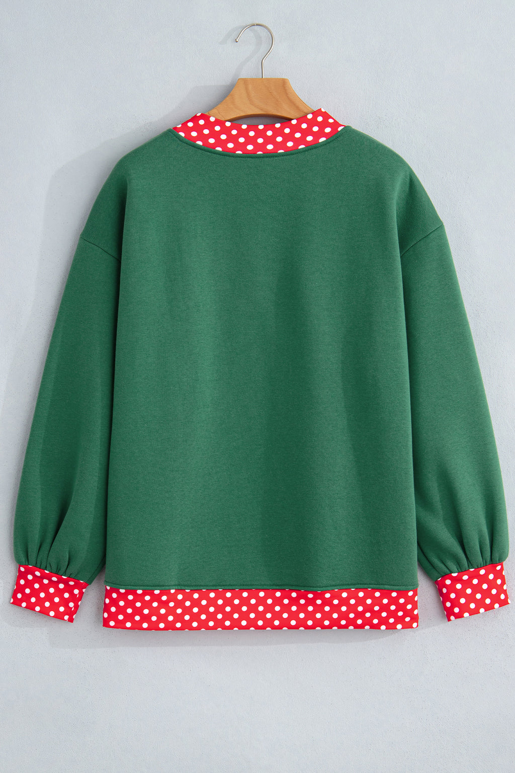 Pink Colorblock Polka Dot Contrast Trim Oversized Sweatshirt