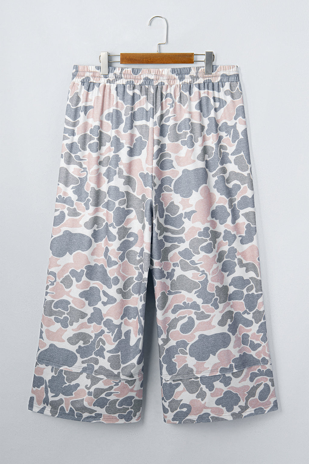 Khaki Camouflage Print Patch Pockets Ankle-Length Plus Size Pants