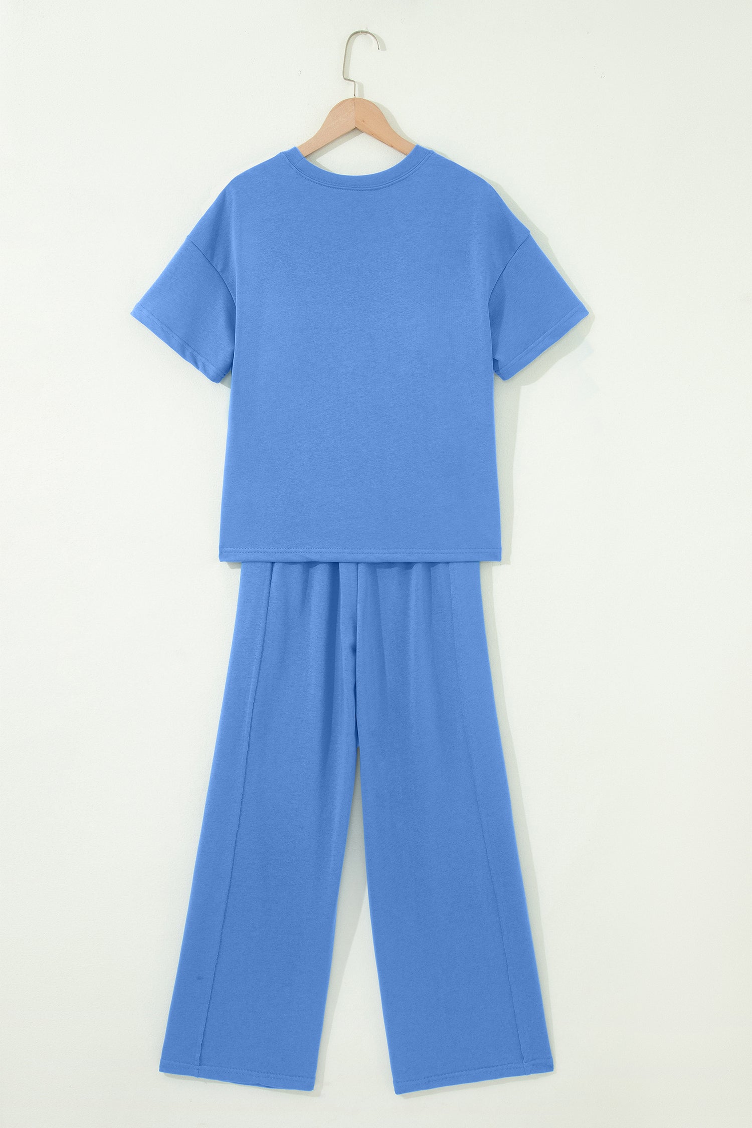Green Solid Cover Oversize Tee Pocketed Casual Pants 2pcs Outfit