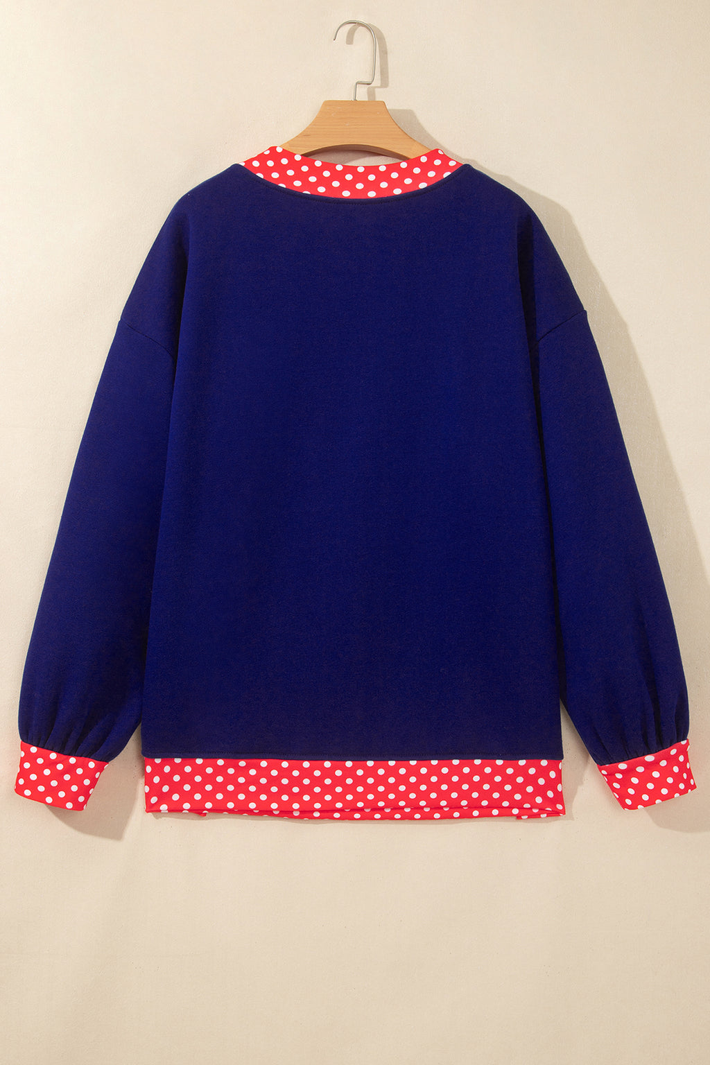 Pink Colorblock Polka Dot Contrast Trim Oversized Sweatshirt