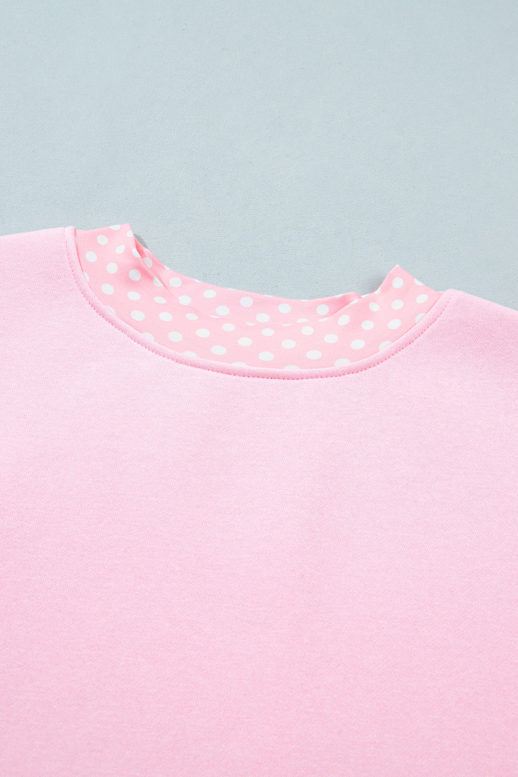 Pink Colorblock Polka Dot Contrast Trim Oversized Sweatshirt