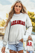 Light Grey ARKANSAS/AR Double Side Print Mock Neck Reversible Sweatshirt