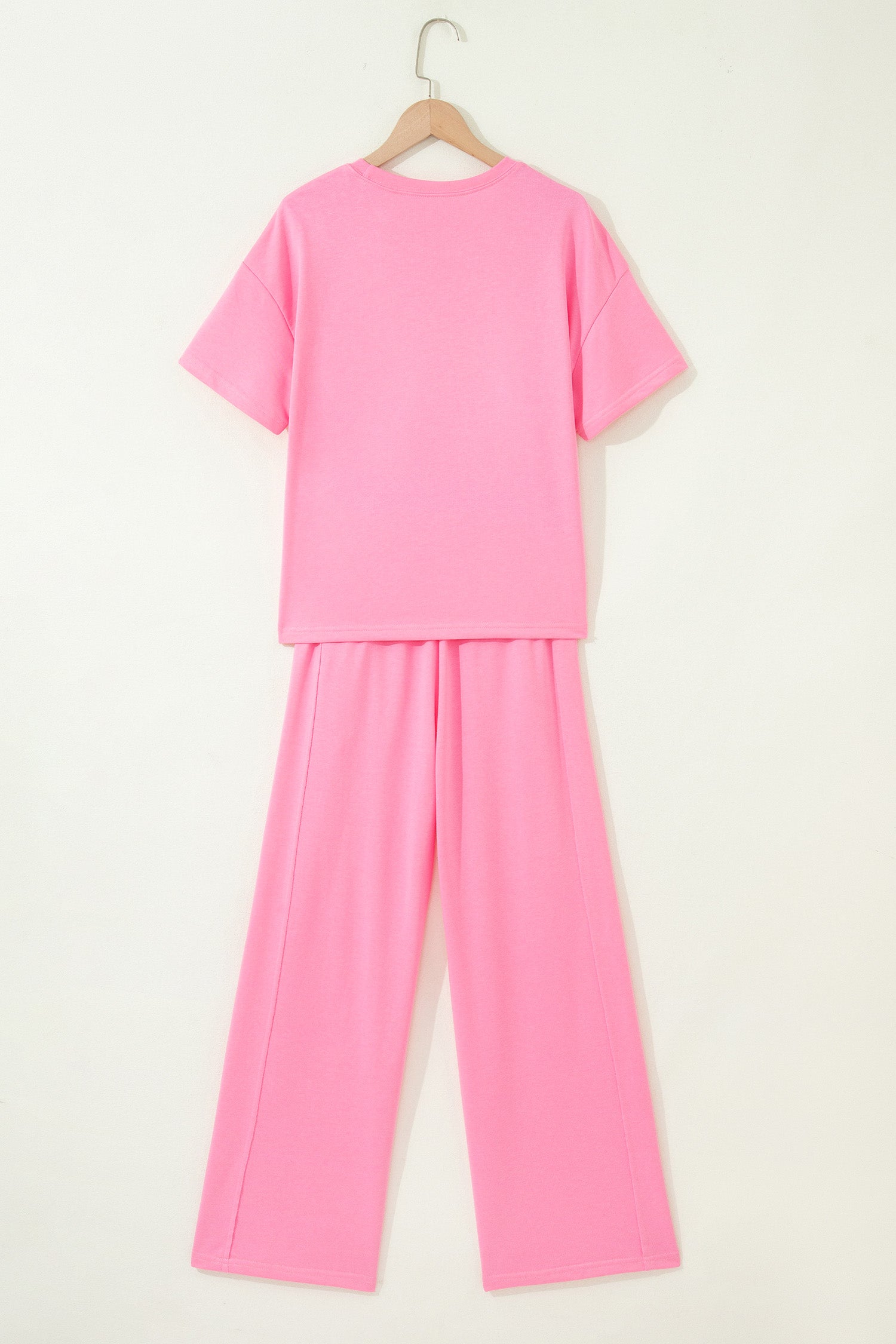 Green Solid Cover Oversize Tee Pocketed Casual Pants 2pcs Outfit