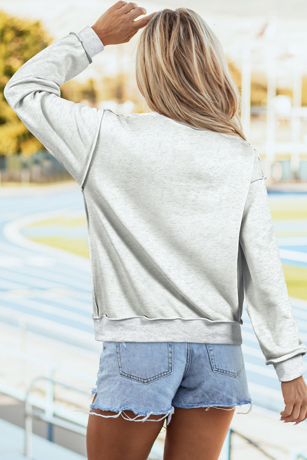 Light Grey ARKANSAS/AR Double Side Print Mock Neck Reversible Sweatshirt