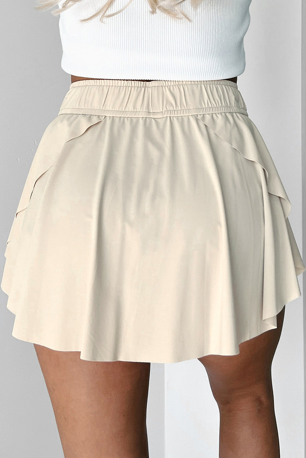 Bonbon Drawstring Elastic Waistband Lined Tennis Skorts